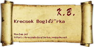Krecsek Boglárka névjegykártya